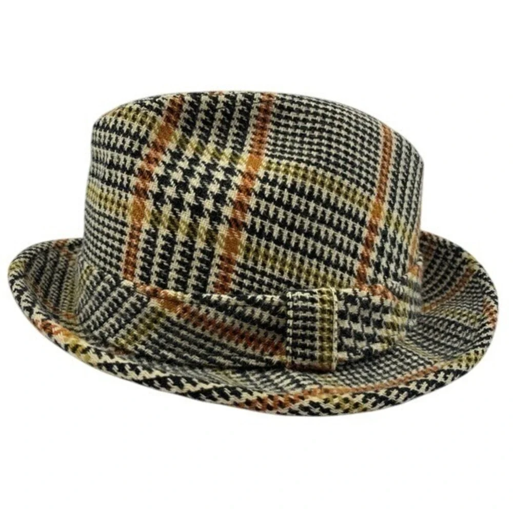Vintage Churchill Ltd Plaid Tweed Hat Fedora Genuine Lambswool Classic 6 7/8‎